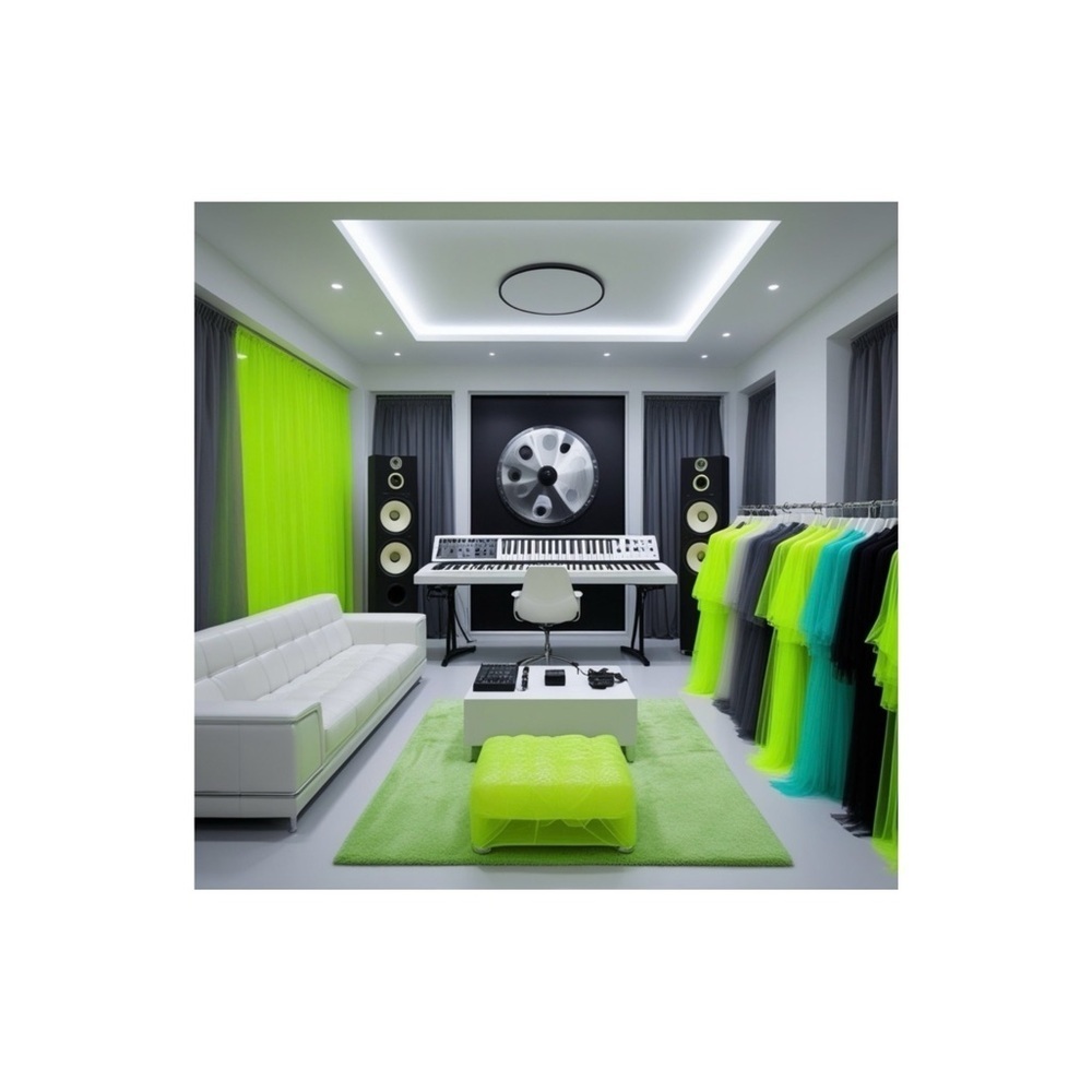 HANDCRAFTED Vibrant Neon Green and Black Keyboard interior decor digital print